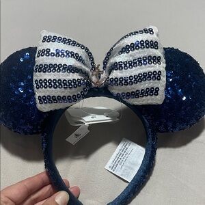 Disney Cruise Line Navy Sequin Ears with Striped Bow